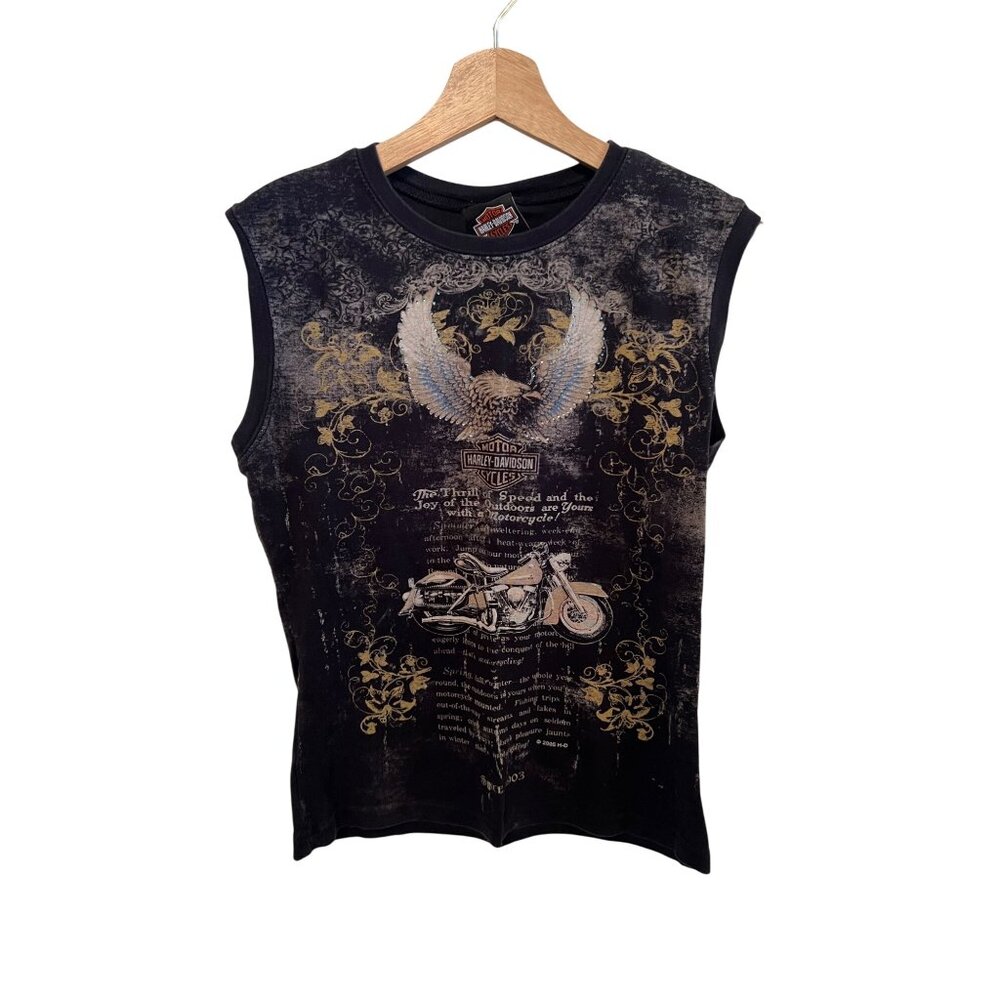 Vintage Harley Davidson Distressed Graphic Tank Top Women's Size L Y2K